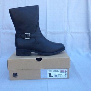 UGG KEPPLER BLACK LEATHER MOTO BOOT- NEW